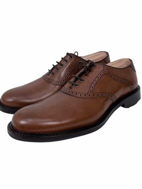 Johnston and Murphy Tabor Saddle Oxford Dress Shoes Mahogany Brown Leather 10.5